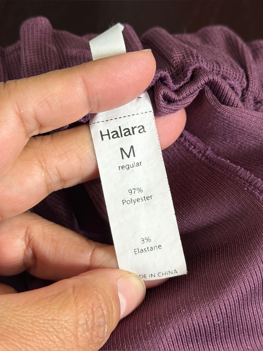 Halara MEDIUM Flex High Waisted Pocket Wide Leg Waffle Work Pants in Plum Wine - Picture 6 of 8